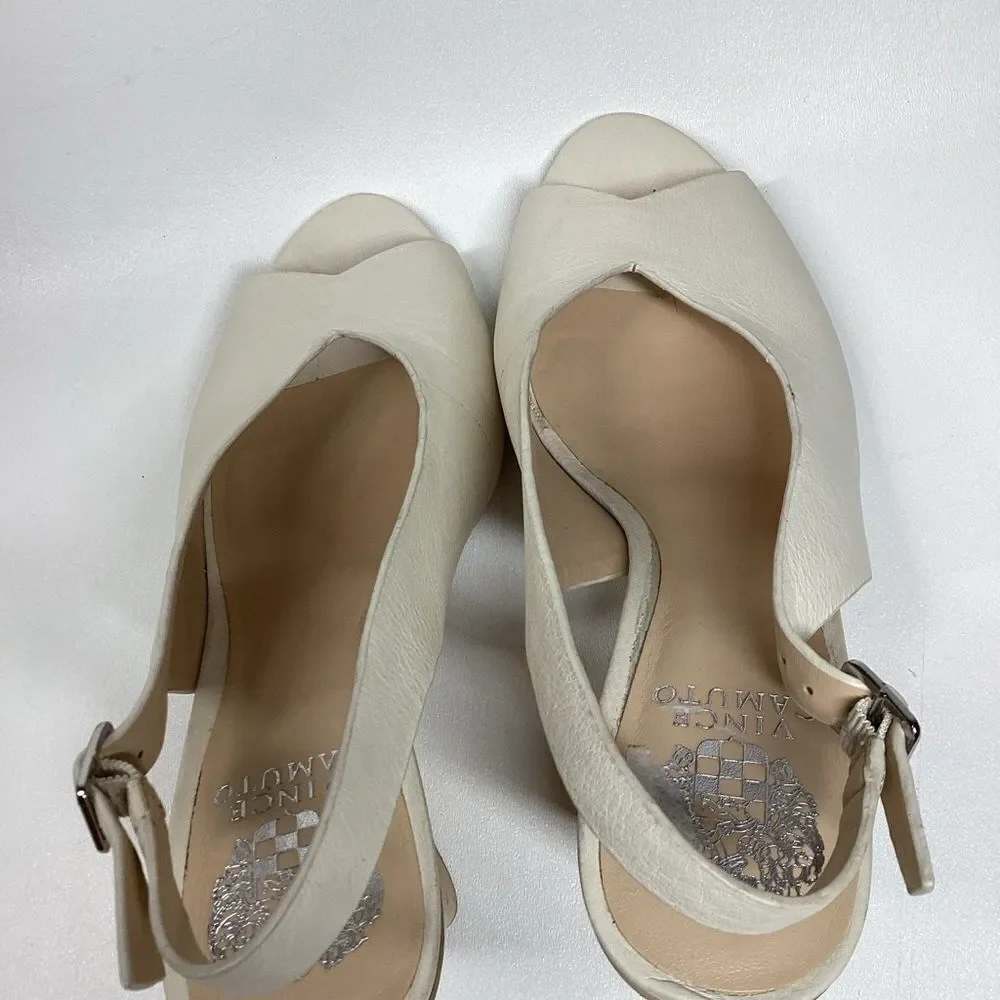 Vince camuto Ivory Cream drenal peep toe sling back sandal size 9.5 - Picture 7 of 10